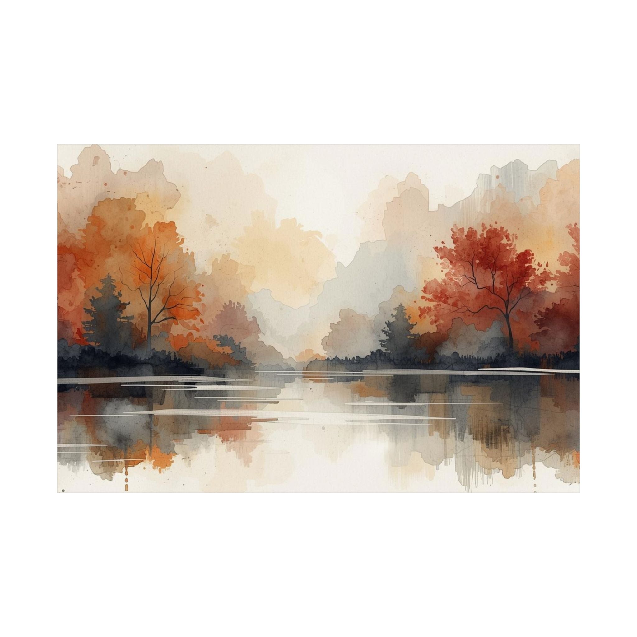 Autumn Reflection Satin Poster Prints Nature Aesthetic - Rosetta Creative Boutique